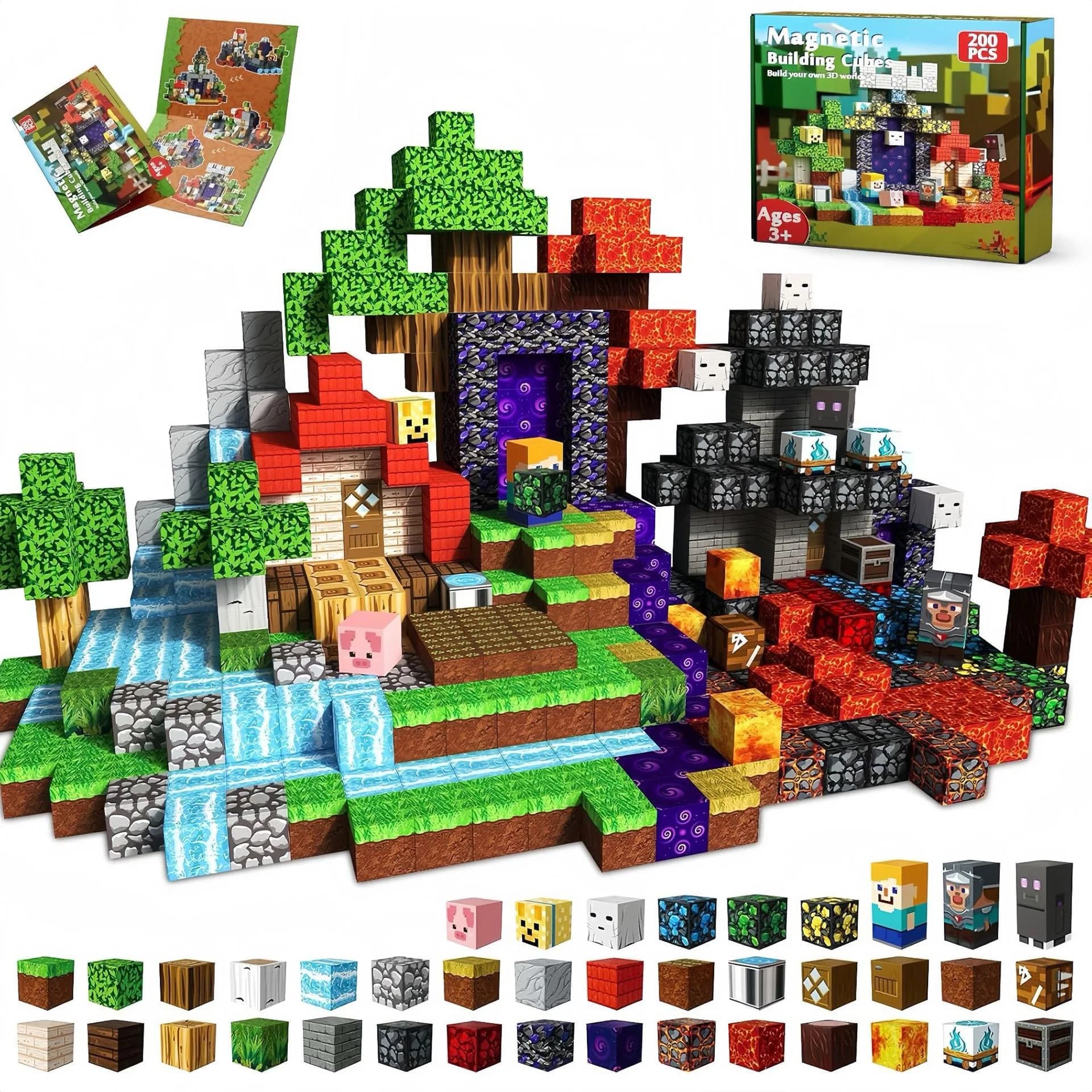 Nowe magnetyczne klocki Mine World Magnet Cube Set STEM Montessori Sensoryczna zabawka dla chłopców i dziewcząt w wieku 3+ Model DIY